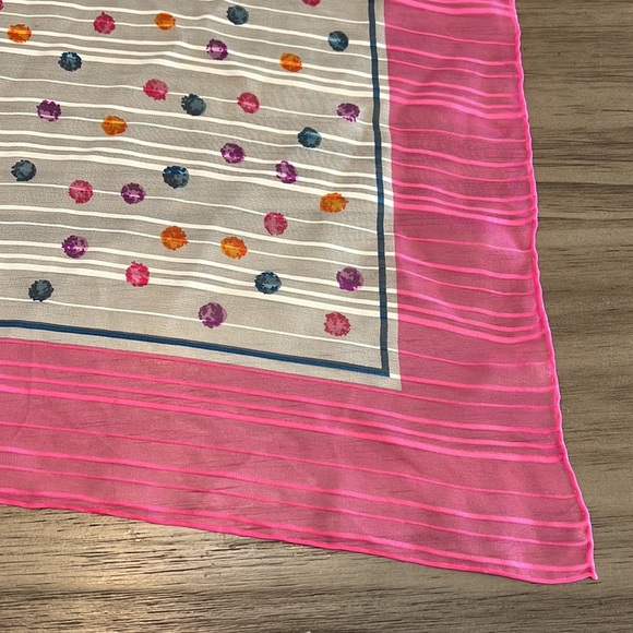 90’S BILL BLASS SILK SCARF PINK PURPLE VINTAGE - Picture 8 of 10